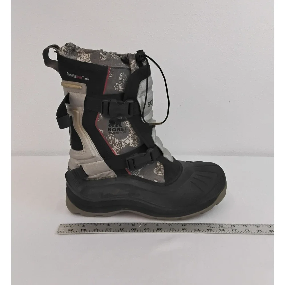 Sorel Alpha Trac Buckle Waterproof Insulated Boots Men's 15 Black/Gray #W4720